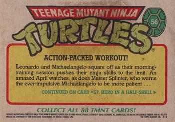 1989 Topps Teenage Mutant Ninja Turtles #56 Action-Packed Workout! Back