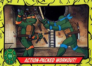 1989 Topps Teenage Mutant Ninja Turtles #56 Action-Packed Workout! Front