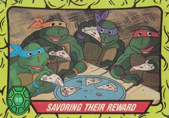 1989 Topps Teenage Mutant Ninja Turtles #88 Savoring Their Reward Front
