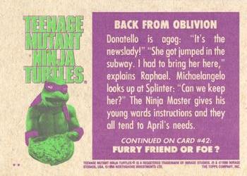 1990 Topps Teenage Mutant Ninja Turtles: The Movie #41 Back from Oblivion Back