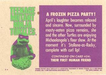 1990 Topps Teenage Mutant Ninja Turtles: The Movie #53 A Frozen Pizza Party! Back