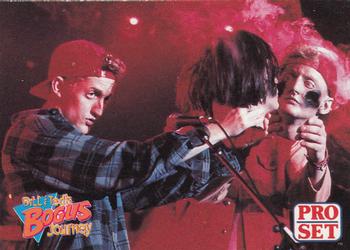 1991 Pro Set Bill & Ted's Most Atypical Movie Cards #90 De Nomolos's fire is deflected by the heads of Front