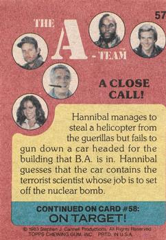 1983 Topps The A-Team #57 A Close Call! Back