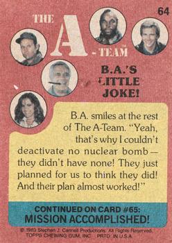 1983 Topps The A-Team #64 B.A.'s Little Joke! Back