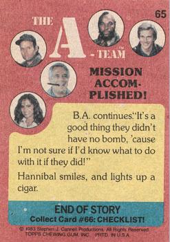 1983 Topps The A-Team #65 Mission Accomplished! Back