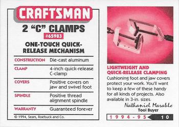 1994-95 Craftsman #10 Quick Jaw Clamps Back