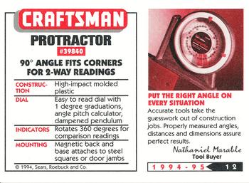 1994-95 Craftsman #12 Protractor Back
