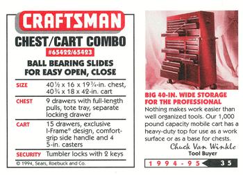1994-95 Craftsman #35 Chest / Tool Cart Back