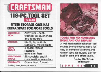 1994-95 Craftsman #51 118 Piece Tool Set Back