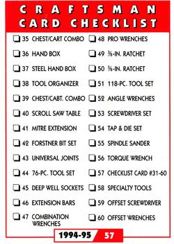 1994-95 Craftsman #57 Checklist #2 Back