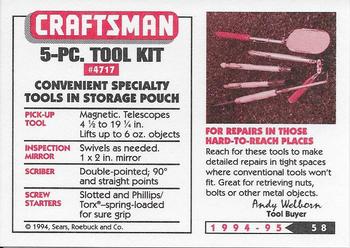 1994-95 Craftsman #58 Specialty Tools Back