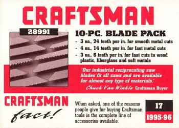 1995-96 Craftsman #17 Reciprocating Saw Blades Back