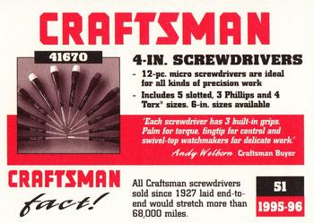 1995-96 Craftsman #51 Precision Screwdriver Back
