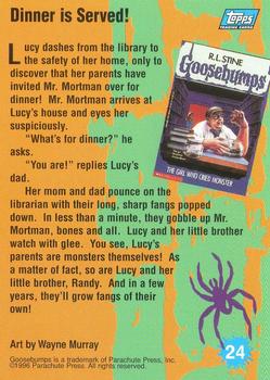 1996 Topps Goosebumps #24 Dinner is Served! Back