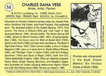 1992 Eclipse Famous Comic Book Creators #58 Charles Vess Back