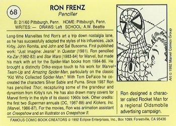 1992 Eclipse Famous Comic Book Creators #68 Ron Frenz Back