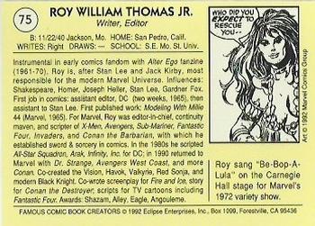 1992 Eclipse Famous Comic Book Creators #75 Roy Thomas Back
