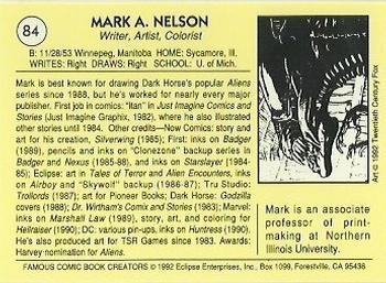 1992 Eclipse Famous Comic Book Creators #84 Mark Nelson Back
