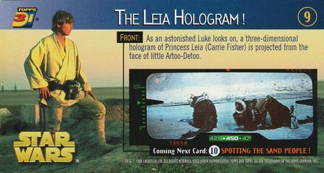 1996 Topps 3Di Star Wars #9 The Leia Hologram Back