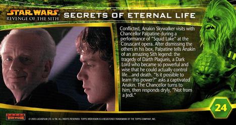 2005 Topps Revenge of the Sith Widevision #24 Secrets of Eternal Life Back