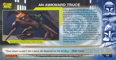 2009 Topps Widevision Star Wars: The Clone Wars #41 An Awkward Truce Back