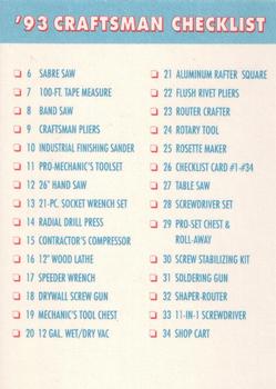 1993 Craftsman #26 Checklist Back