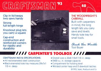 1993 Craftsman #40 Carpenter's Toolbox Back
