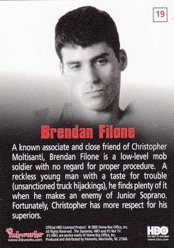2005 Inkworks The Sopranos #19 Brendan Filone Back