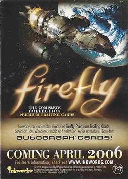 2006 Inkworks Firefly #P-i Firefly: The Complete Collection Back
