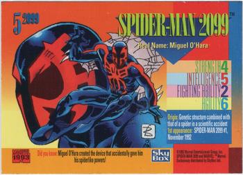 1993 SkyBox Marvel Universe - Red Foil 2099 #5 Spider-Man 2099 Back