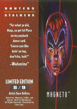 1995 Fleer Ultra X-Men - Hunters & Stalkers Silver #8 Magneto Back