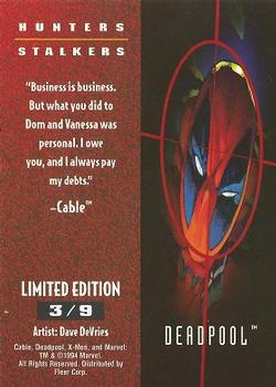 1995 Fleer Ultra X-Men - Hunters & Stalkers Gold #3 Deadpool Back