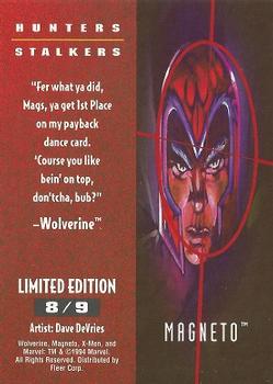 1995 Fleer Ultra X-Men - Hunters & Stalkers Gold #8 Magneto Back