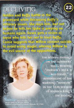 2003 Inkworks Buffy the Vampire Slayer Season 7 #22 Deceiving Back