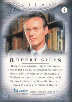2005 Inkworks Buffy Men of Sunnydale #2 Rupert Giles Back