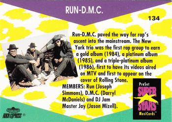1991 Pro Set SuperStars MusiCards #134 Run-D.M.C. Back