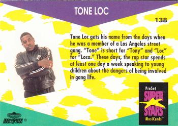 1991 Pro Set SuperStars MusiCards #138 Tone Loc Back