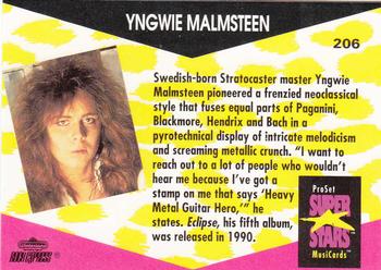 1991 Pro Set SuperStars MusiCards #206 Yngwie Malmsteen Back