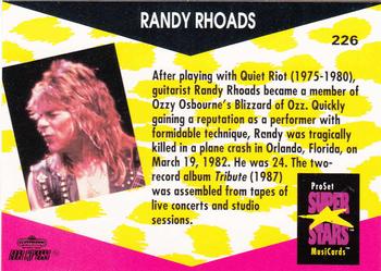 1991 Pro Set SuperStars MusiCards #226 Randy Rhoads Back