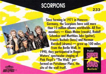 1991 Pro Set SuperStars MusiCards #233 Scorpions Back