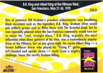 1991 Pro Set SuperStars MusiCards #253 B.B. King and Albert King at the Fillmore West, San Francisco Back