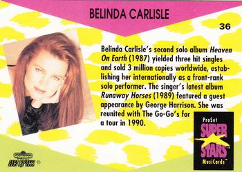 1991 Pro Set SuperStars MusiCards #36 Belinda Carlisle Back