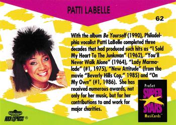 1991 Pro Set SuperStars MusiCards #62 Patti LaBelle Back