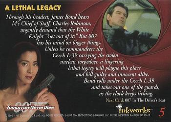 1997 Inkworks James Bond Tomorrow Never Dies #5 A Lethal Legacy Back