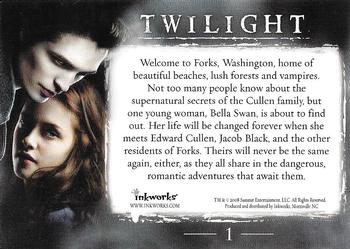 2008 Inkworks Twilight #1 Header Card Back