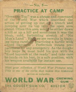 1933 Goudey World War (R174) #5 Practice At Camp Back