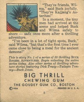 1934 Goudey Big Thrill Booklets (R24) #1 Thwarting Ancient Demons (Buck Rogers) Back