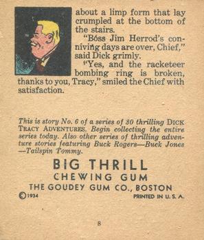 1934 Goudey Big Thrill Booklets (R24) #6 Smashes the Bombing Racket (Dick Tracy) Back