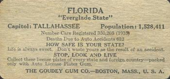 1936 Goudey Auto License Plates (R19-1) #NNO Florida Back