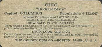1936 Goudey Auto License Plates (R19-1) #NNO Ohio Back